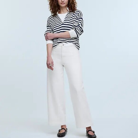 Madewell Curvy Emmett Wide-Leg Jean in Tile White: Welt Pocket Edition Size 25 - Picture 1 of 6